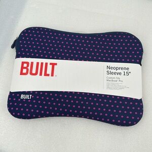 Built Neoprene 15” Sleeve MacBook Pro Laptop Protective Case Purple Pink Dots